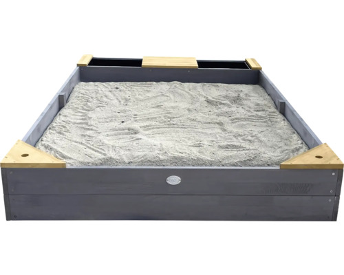 Bac à sable carré en bois rempli de sable