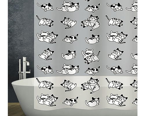 Rideau de douche Diaqua Cat 100% PEVA 180x200 cm