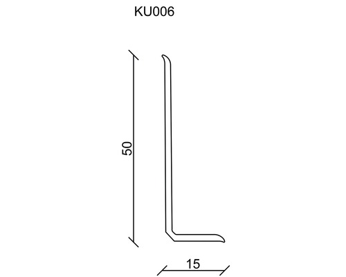 Schéma technique d''un profilé d''angle de dimensions 50 x 15 millimètres