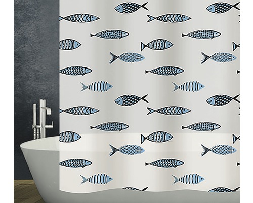 Rideau de douche Diaqua Fish 100% PEVA 180x120 cm