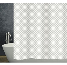 Rideau de douche à motif géométrique dans la salle de bain