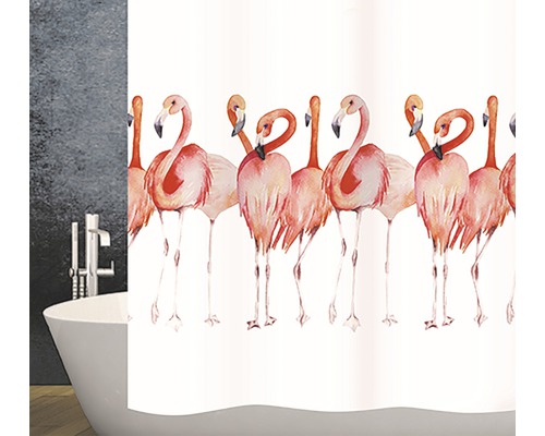 Duschvorhang Diaqua Textil Flamingo 180x180 cm-0