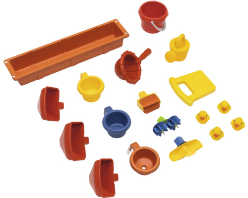 Ensemble de jouets de bain avec récipients, pelles et canards