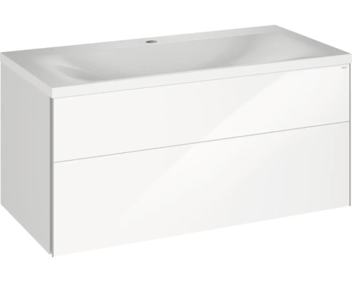 Waschbecken mit Unterschrank KEUCO Royal Reflex BxHxT 100x48x49 cm Frontfarbe weiss glänzend Waschbecken mit Unterschrank KEUCO Royal Reflex BxHxT 100x48x49 cm Frontfarbe weiss glänzend