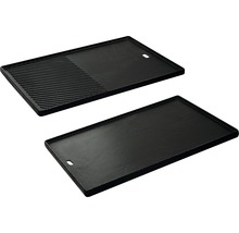 Plaque de gril en fonte avec un côté rainuré et un côté lisse