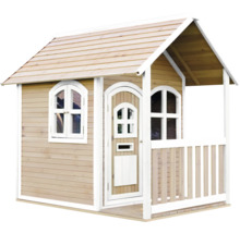 Maisonnette en bois avec véranda, fenêtres et porte