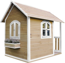 Cabane de jeu en bois avec fenêtres et jardinière