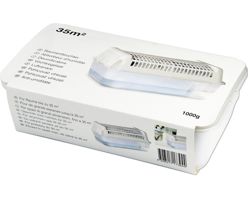 Déshumidificateur d'air avec 1 kg de granulés Absorbeur d''humidité pour pièces jusqu''à 35 mètres carrés