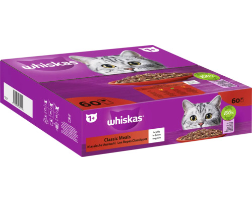 WHISKAS Nassfutter Classic Meal Auswahl in Gelee 60x85g