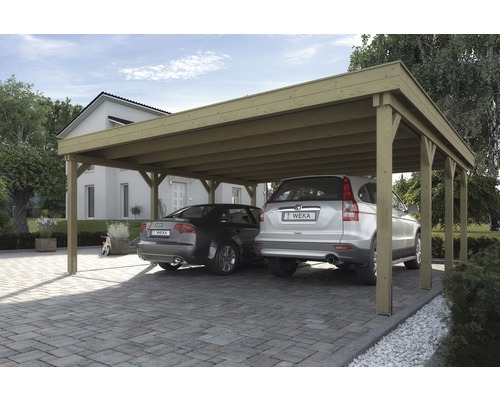 Carport double weka 609 taille 1576 x 591 cm traité en autoclave par imprégnation