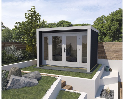Abri de jardin weka Design 263 Taille 2 avec plancher 305 x 250 cm anthracite Abri de jardin avec double porte dans le jardin