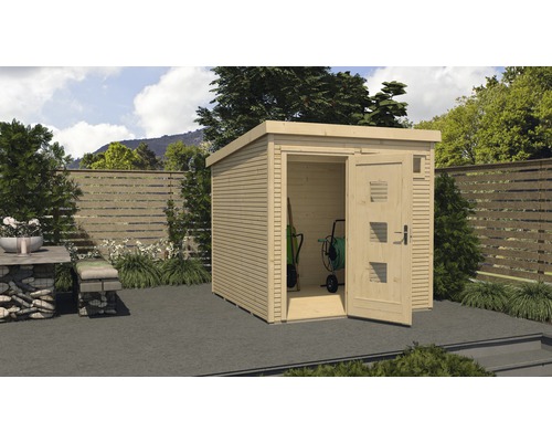 Abri de jardin weka type 171 Taille 1 grande hauteur de passage 195 cm, avec plancher 248 x 253 cm naturel Abri de jardin weka type 171 Taille 1 grande hauteur de passage 195 cm, avec plancher 248 x 253 cm naturel