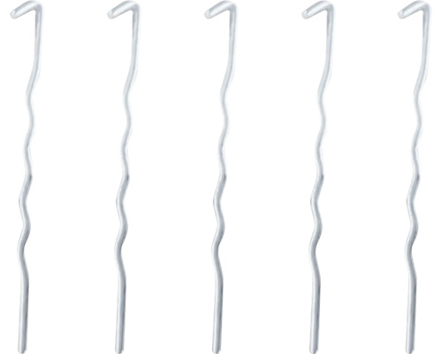 Cinq broches de fixation métalliques argentées