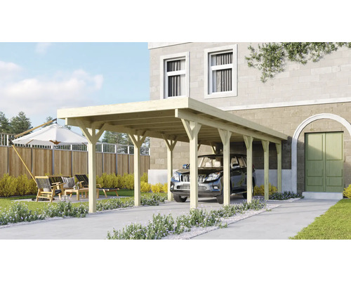 Carport simple Karibu Dahnen 3 Variante A 318x860 cm traité en autoclave par imprégnation Carport simple Karibu Dahnen 3 Variante A 318x860 cm traité en autoclave par imprégnation