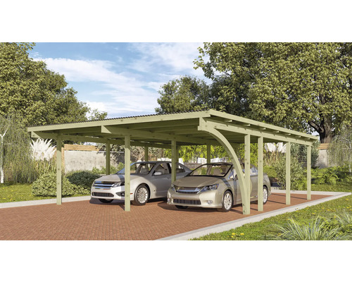 Doppelcarport Karibu Eco 2B PVC Platten ohne Beschläge, 527x576 cm kesseldruckimprägniert Doppelcarport Karibu Eco 2B PVC Platten ohne Beschläge, 527x576 cm kesseldruckimprägniert
