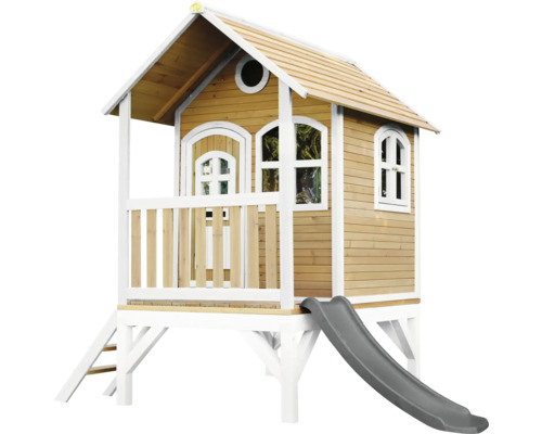 Spielhaus mit Stelzen axi Tom 287 x 191 cm Holz braun inkl. Rutsche grau