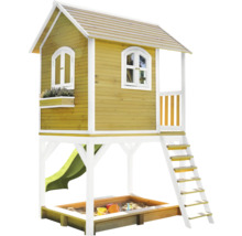 Maisonnette en bois avec toboggan et bac à sable