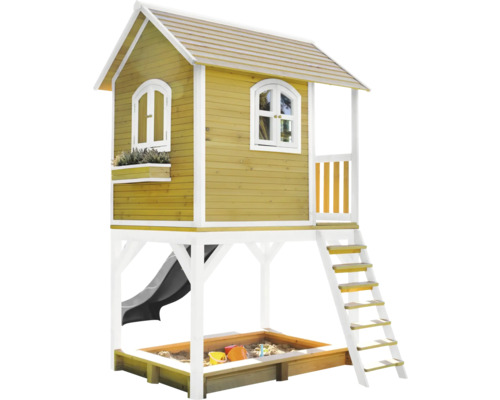 Spielhaus mit Sandkasten, Rutsche und Treppe für Kinder