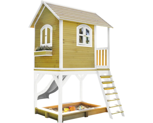 Maisonnette avec bac à sable, toboggan et échelle pour le jardin