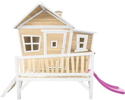 Maisonnette en bois avec toboggan et échelle