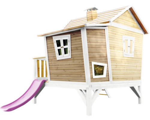 Cabane de jeu en bois avec toboggan