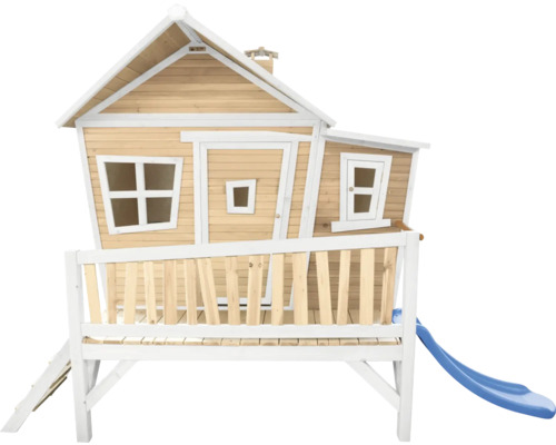 Cabane de jeux en bois avec toboggan et échelle