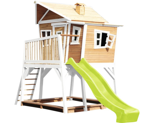 Maisonnette avec toboggan et bac à sable