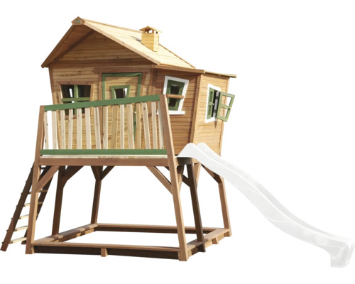 Maisonnette en bois avec toboggan et échelle pour le jardin