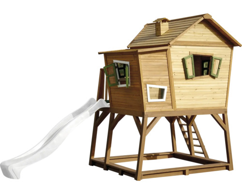 Maison de jeux en bois avec toboggan et échelle pour enfants