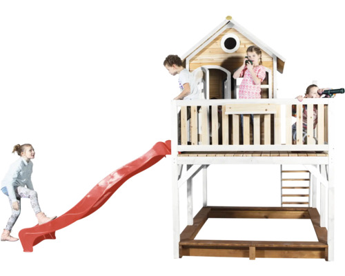 Spielhaus mit Rutsche und Sandkasten für Kinder