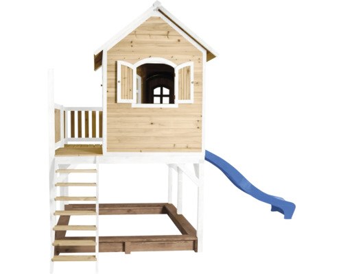 Spielhaus mit Rutsche, Sandkasten und Leiter