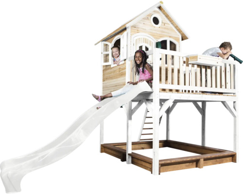 Spielhaus mit Rutsche und Sandkasten für Kinder