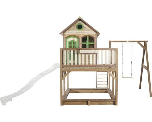 Cabane de jeu en bois avec balançoire et toboggan pour le jardin