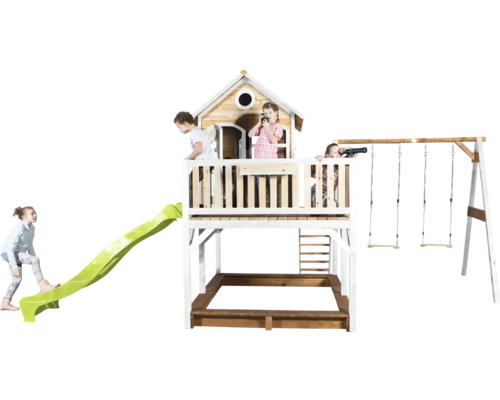 Tour de jeux avec toboggan, balançoire et bac à sable pour enfants