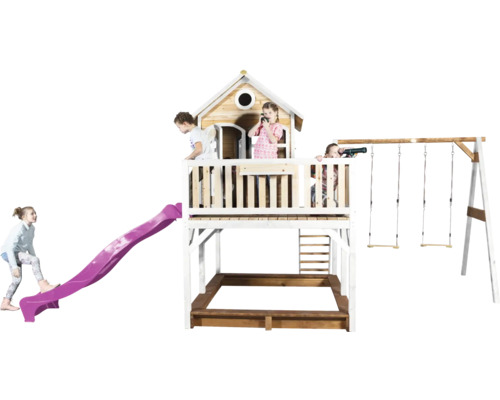 Tour de jeu avec toboggan, balançoire et bac à sable pour enfants