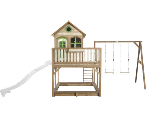 Tour de jeu avec toboggan et balançoire en bois pour le jardin