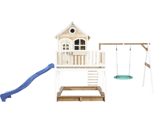 Aire de jeux avec toboggan, balançoire et bac à sable