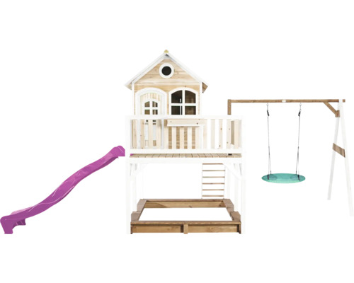 Tour de jeu avec toboggan, balançoire et bac à sable pour le jardin