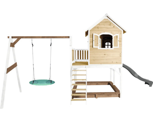 Maisonnette avec balançoire et toboggan pour le jardin