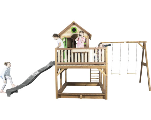 Tour de jeu avec toboggan, balançoire et bac à sable pour enfants