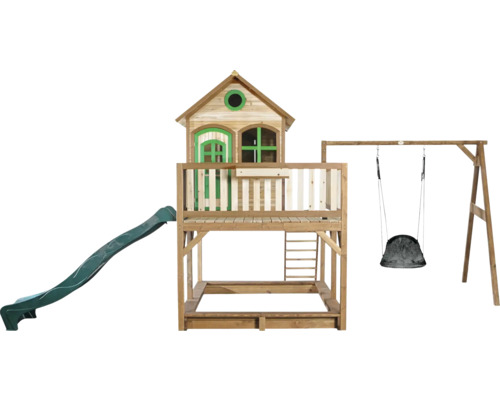 Tour de jeu en bois avec toboggan et balançoire pour l''extérieur