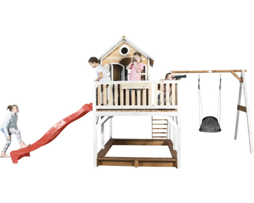 Tour de jeu avec toboggan, balançoire et bac à sable pour enfants