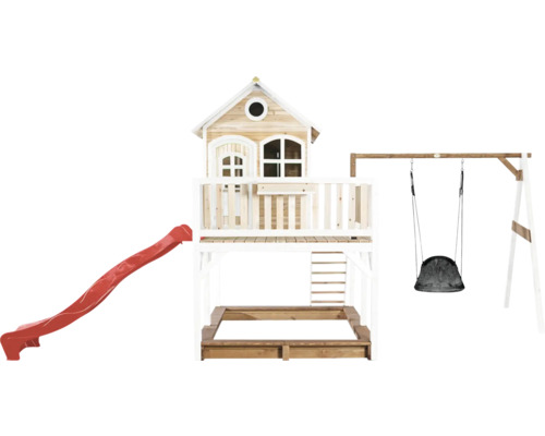 Tour de jeux avec toboggan, balançoire et bac à sable pour le jardin