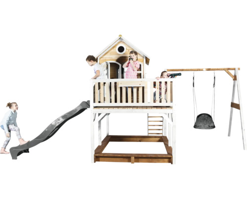 Tour de jeux avec toboggan, balançoire et bac à sable pour enfants