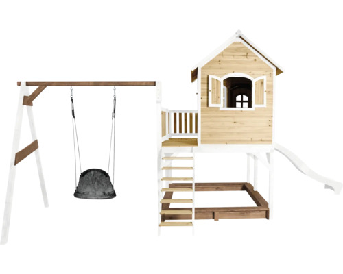 Maisonnette avec balançoire et toboggan pour enfants