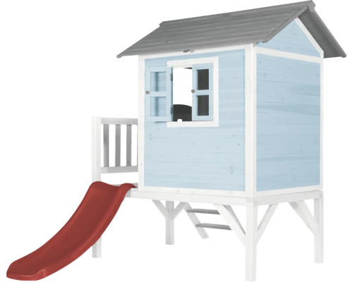 Spielhaus aus Holz mit Rutsche für den Garten