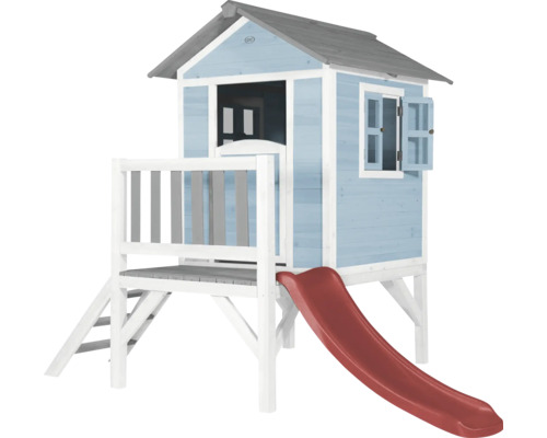 Spielhaus aus Holz mit Rutsche für den Garten