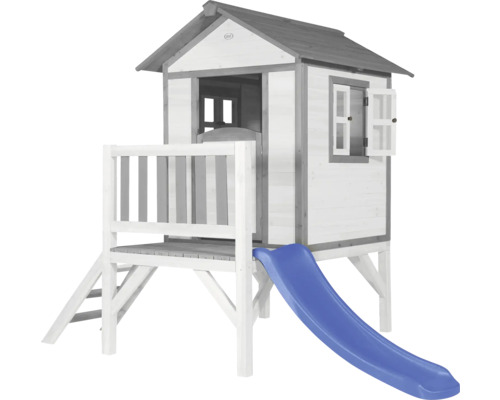 Spielhaus aus Holz mit Rutsche für den Garten