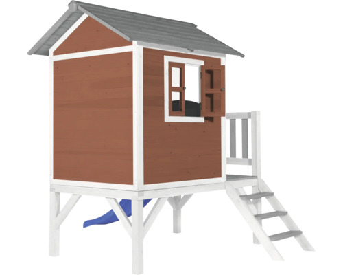 Maisonnette en bois avec toboggan et escalier