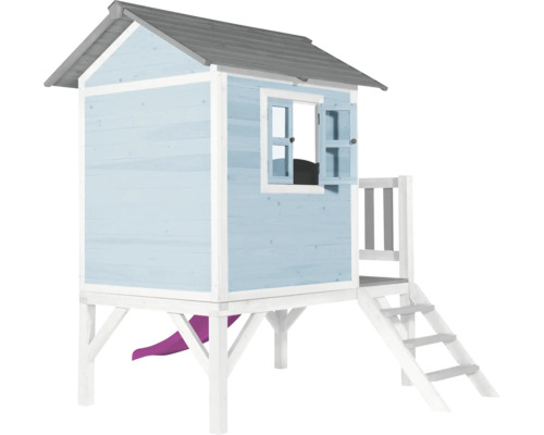 Maisonnette en bois avec toboggan et escalier